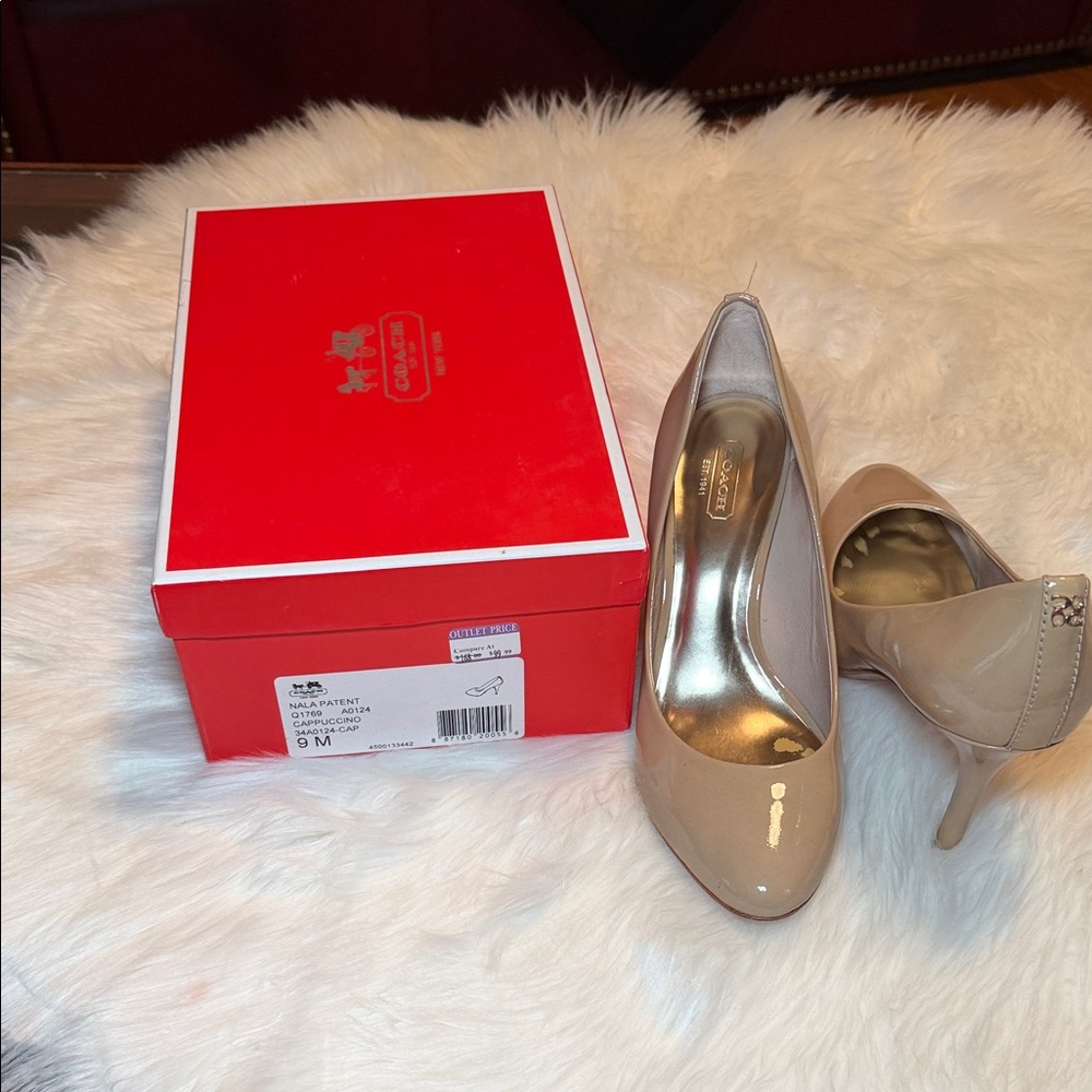 Coach Nude Patent Leather Heels- Nala Patent cappuccino size 9